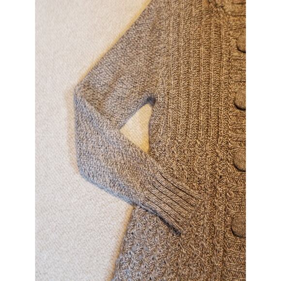 Womens Sweater-LA LLAMA-PERU-brown marled alpaca blend hooded duster/cardigan-M - Picture 3 of 4